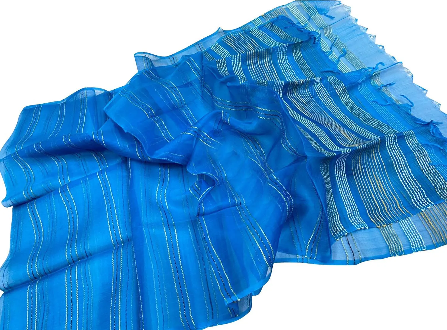 Shop the Finest Blue Bhagalpur Pure Tussar Silk Dupatta Online