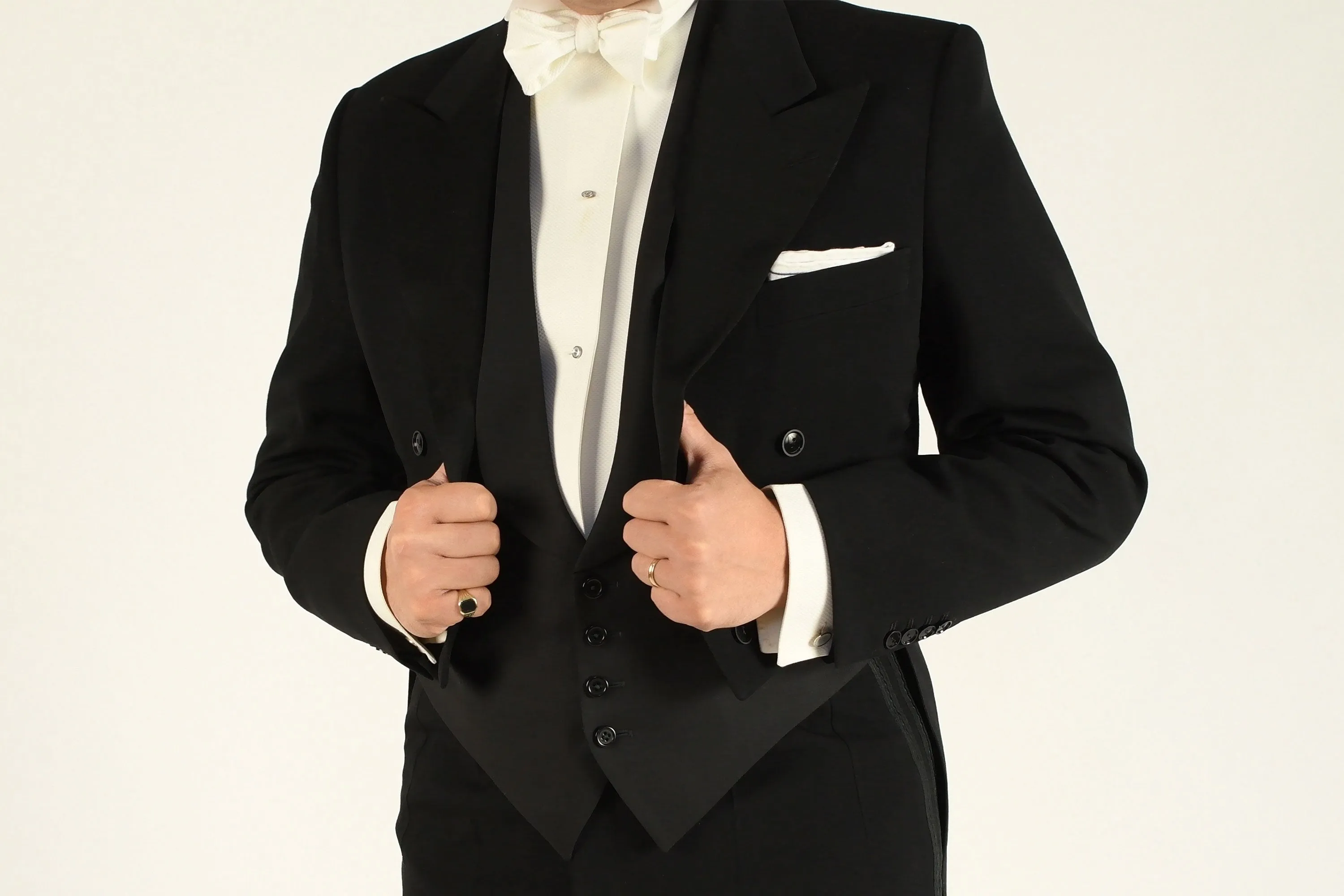 Small White Single-End Marcella Pique Bow Tie