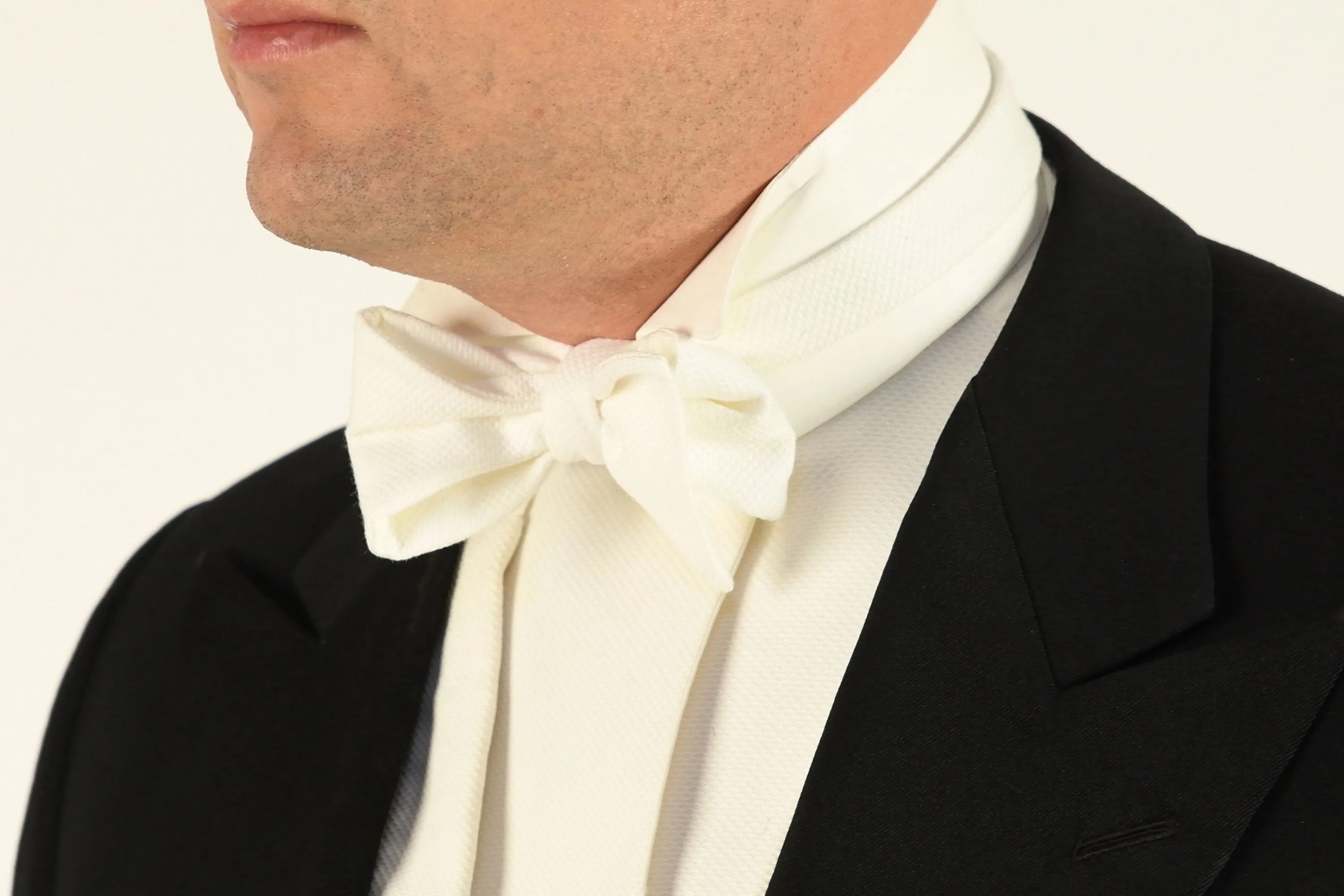 Small White Single-End Marcella Pique Bow Tie