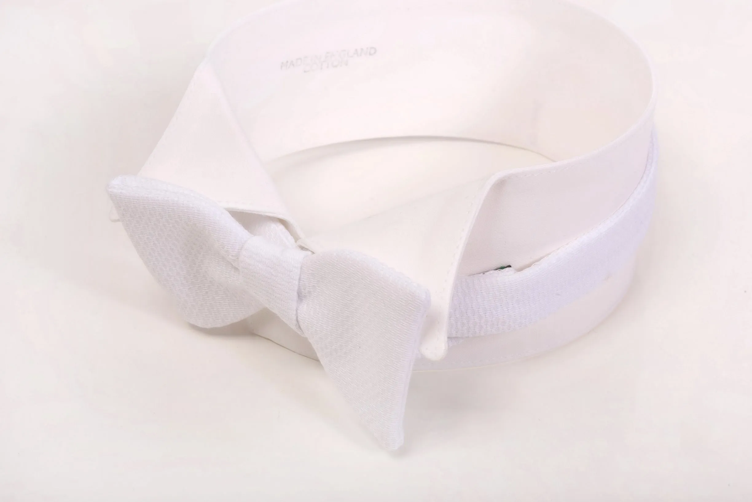 Small White Single-End Marcella Pique Bow Tie
