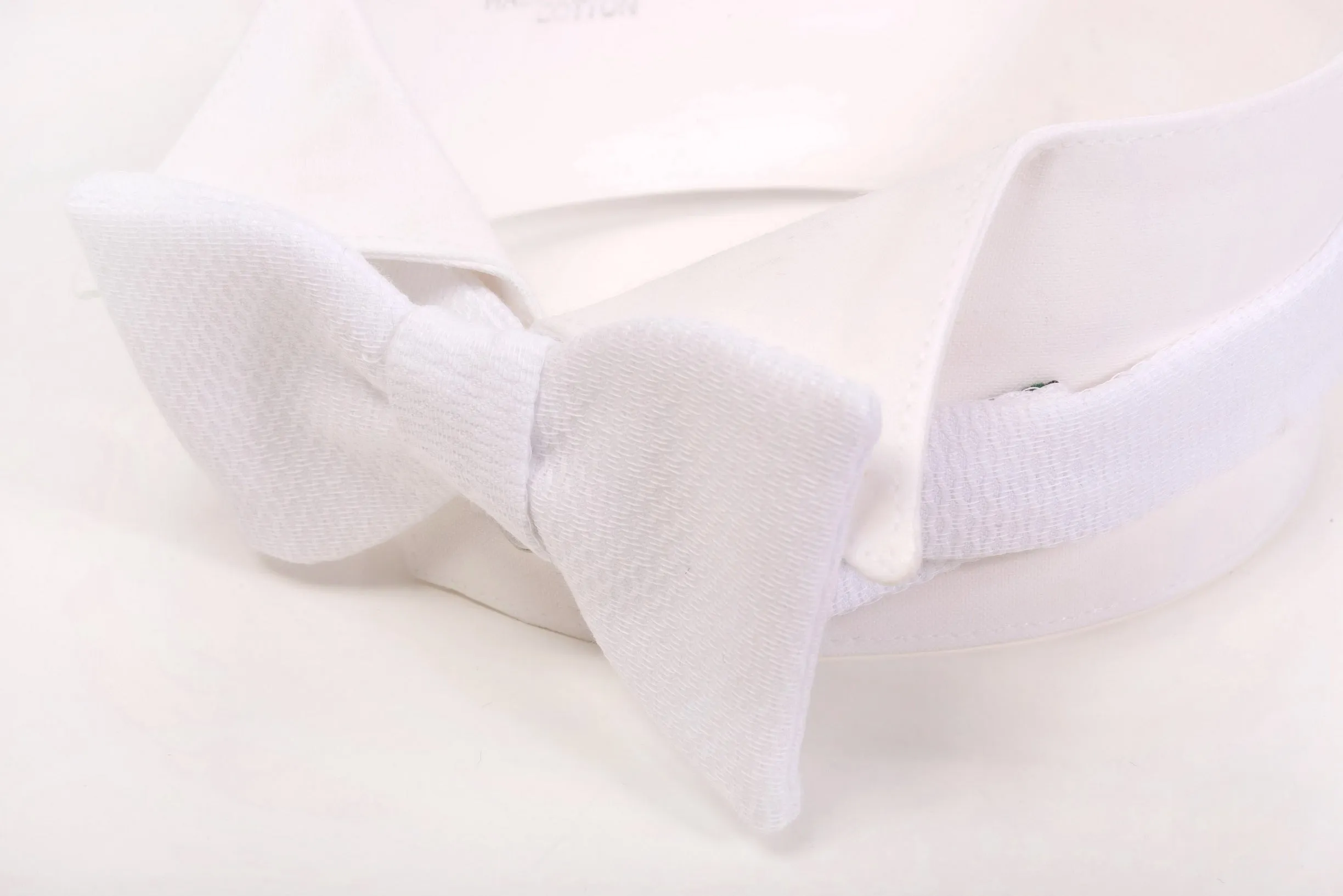 Small White Single-End Marcella Pique Bow Tie