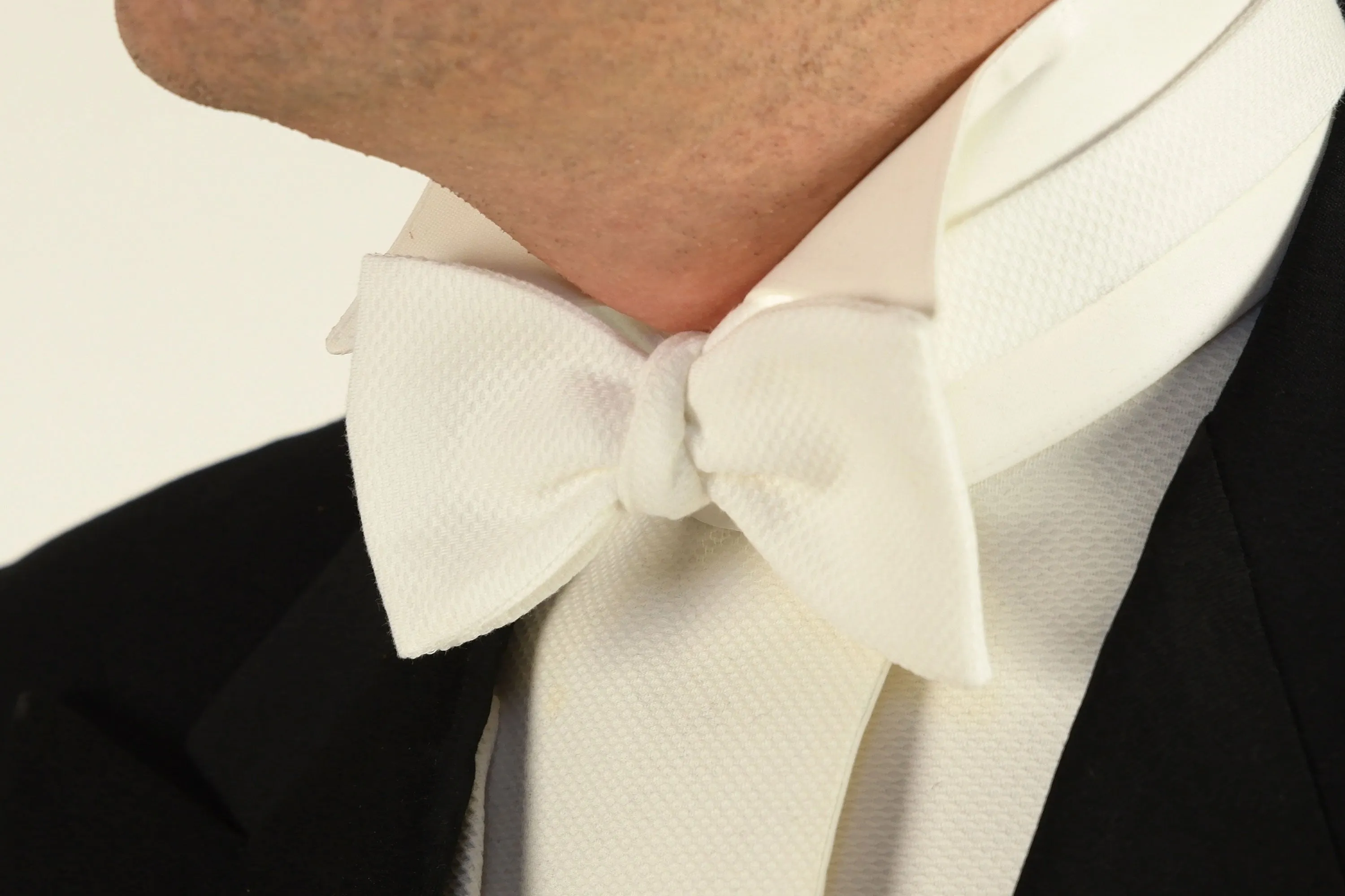 Small White Single-End Marcella Pique Bow Tie
