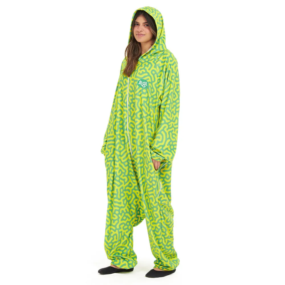 Snuggs Blanket Onesie Green Doodles