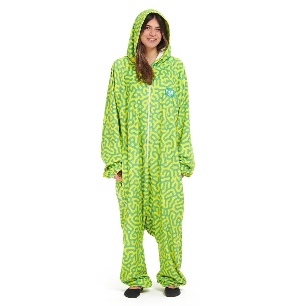 Snuggs Blanket Onesie Green Doodles