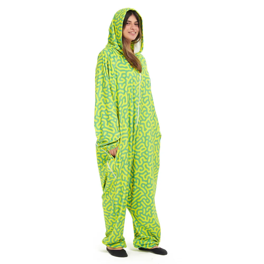 Snuggs Blanket Onesie Green Doodles