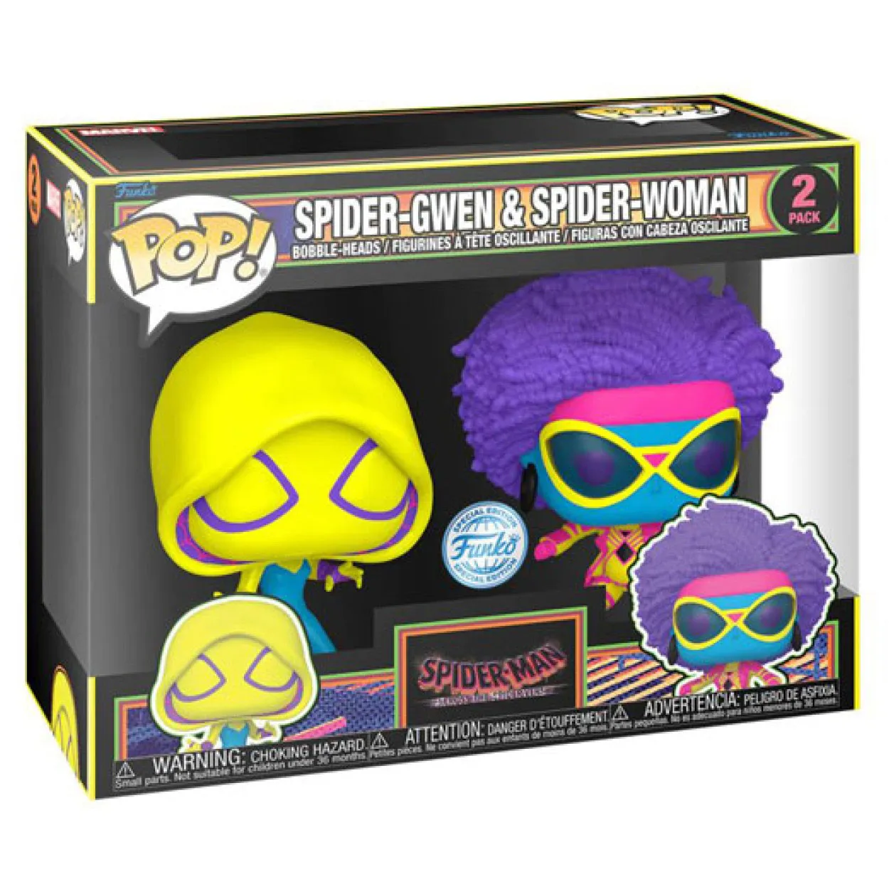 Spider-Man: Across the Spider-Verse - Spider-Gwen & Spider-Woman US Exclusive Blacklight Pop! 2-Pack