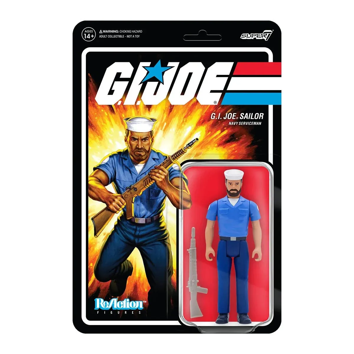 Super7 ReAction - G.I. Joe - Sailor (Navy Serviceman) Blueshirt, Beard, Light Brown Skin Action Figure LAST ONE!