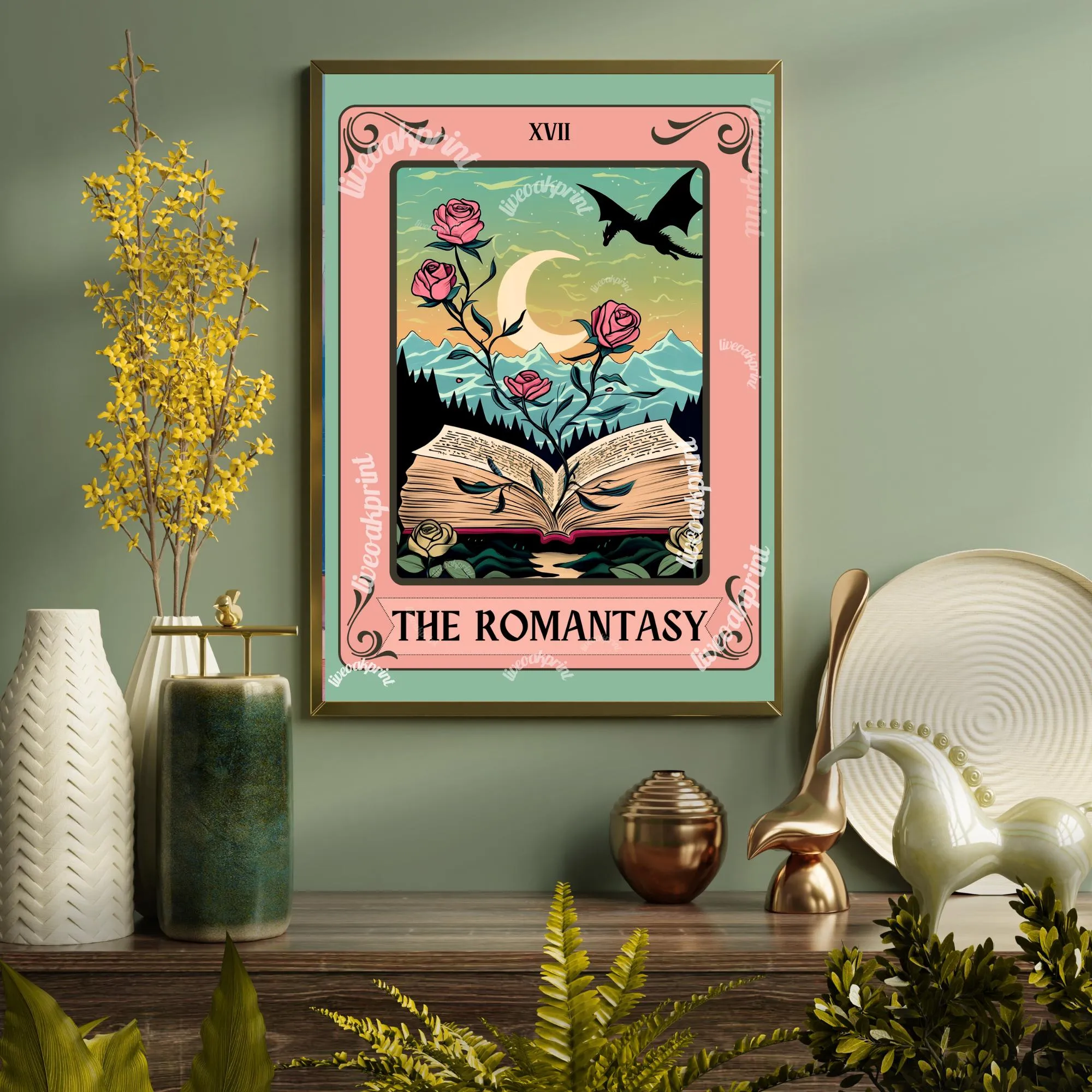The Romantasy Tarot Print - Fantasy Reader Gift - Romance Fantasy - Bookish Print - Gift For Book Lovers - Reading Nook Art - Book Decor