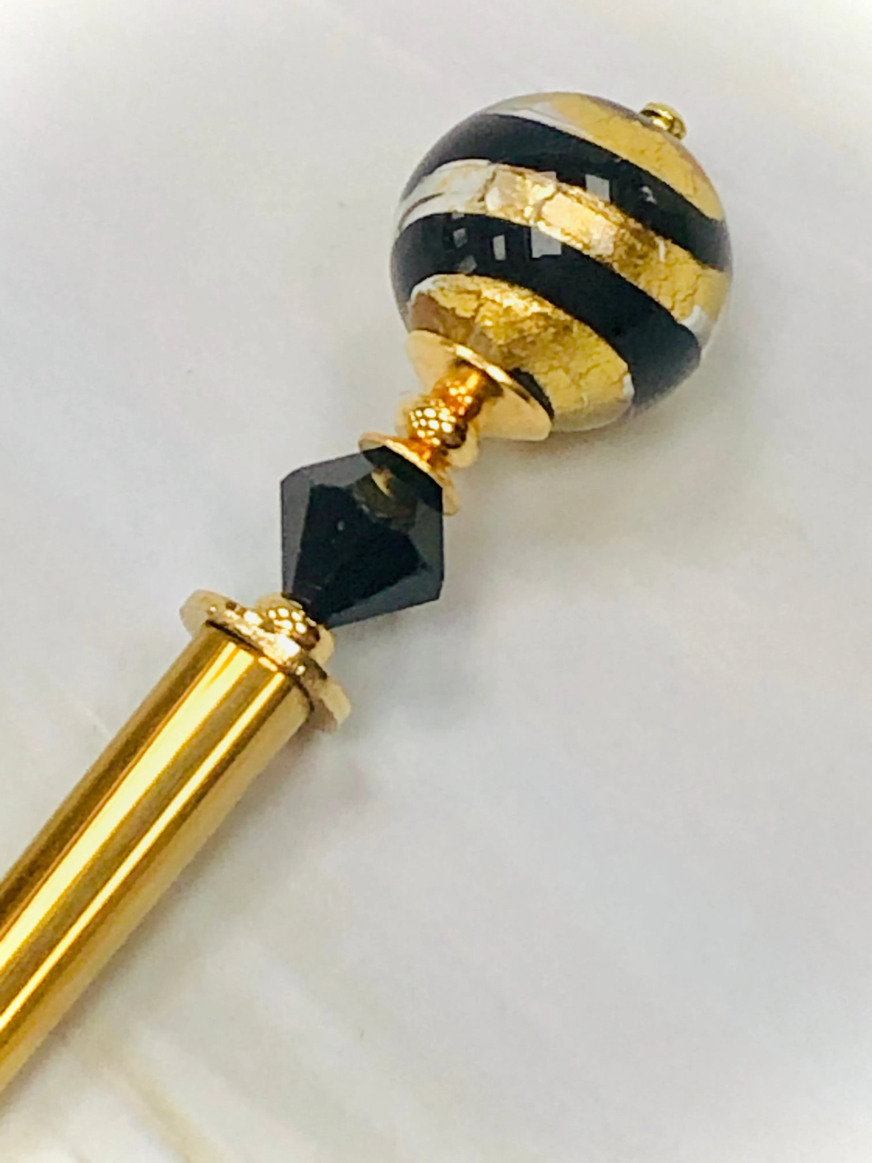 Tigre Venetian 24k gold Art glass hair stick, hand made hair stick, shawl pin, sweater pin,