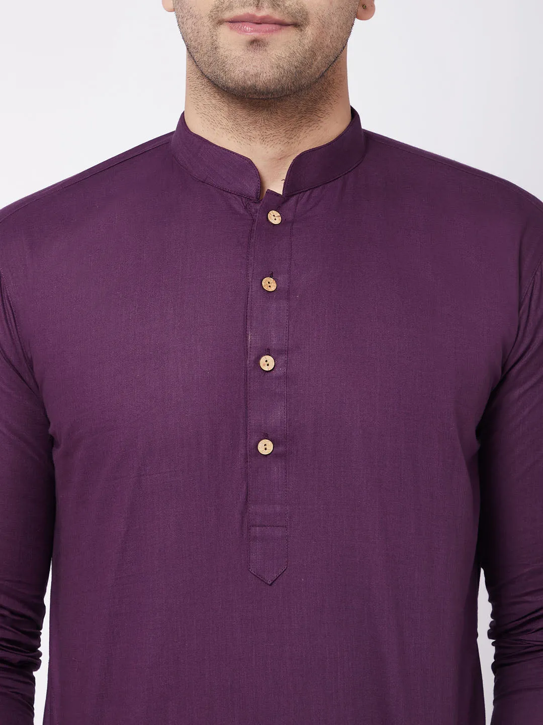 VASTRAMAY Purple Cotton Kurta and Pyjama Set