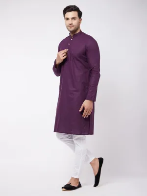 VASTRAMAY Purple Cotton Kurta and Pyjama Set