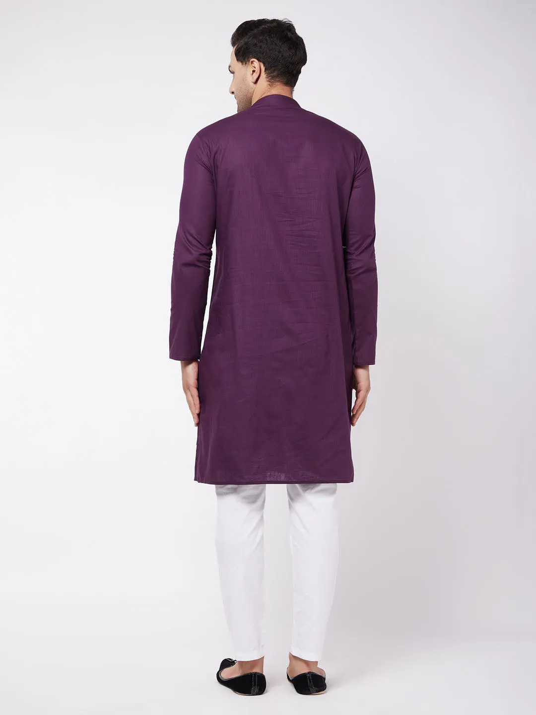 VASTRAMAY Purple Cotton Kurta and Pyjama Set