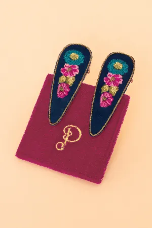 Vintage Floral Embroidered Hair Clip