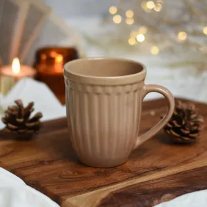 Vintage Look Grooved Ceramic Mug - Shades of Nature Collection - "Sand"