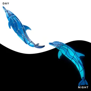 Wave Dolphins, Left - Glow in the Dark Pool Mosaics