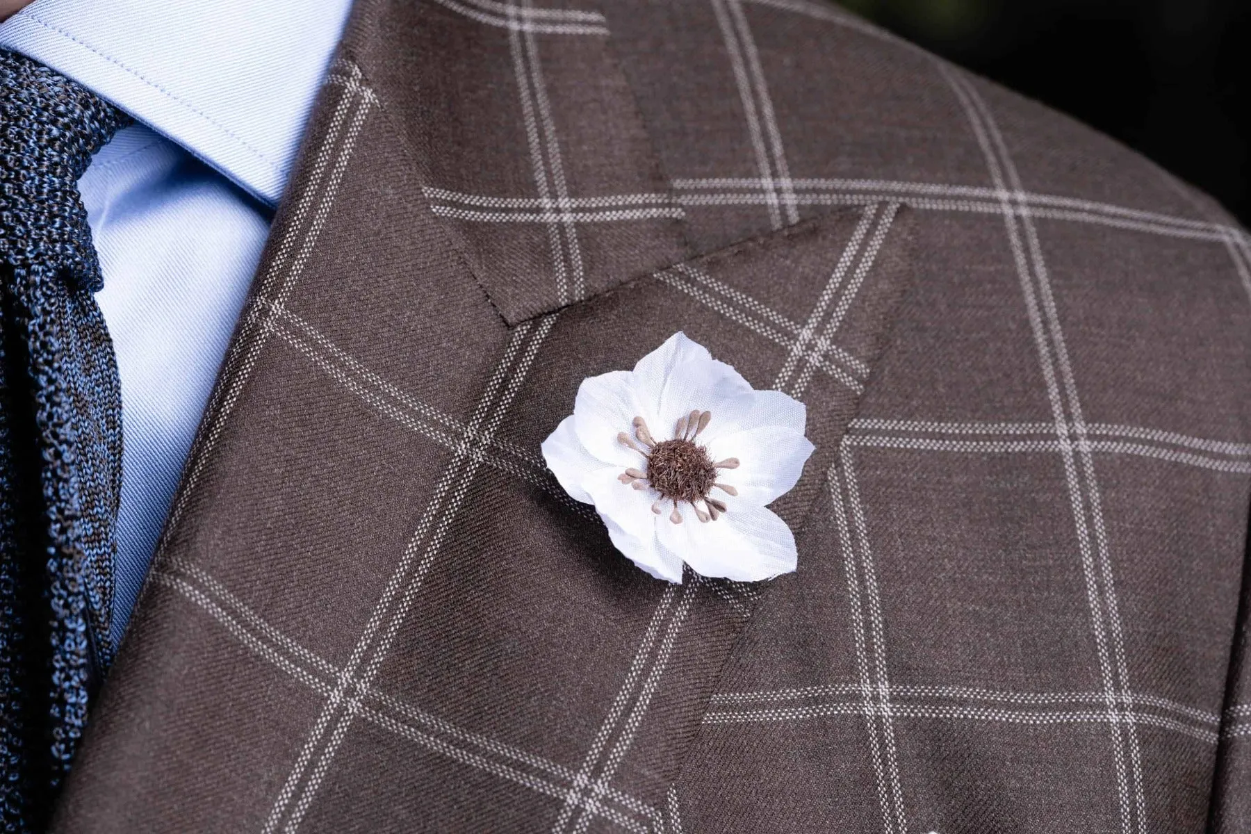 White & Brown Lotus Flower Boutonnière Flower