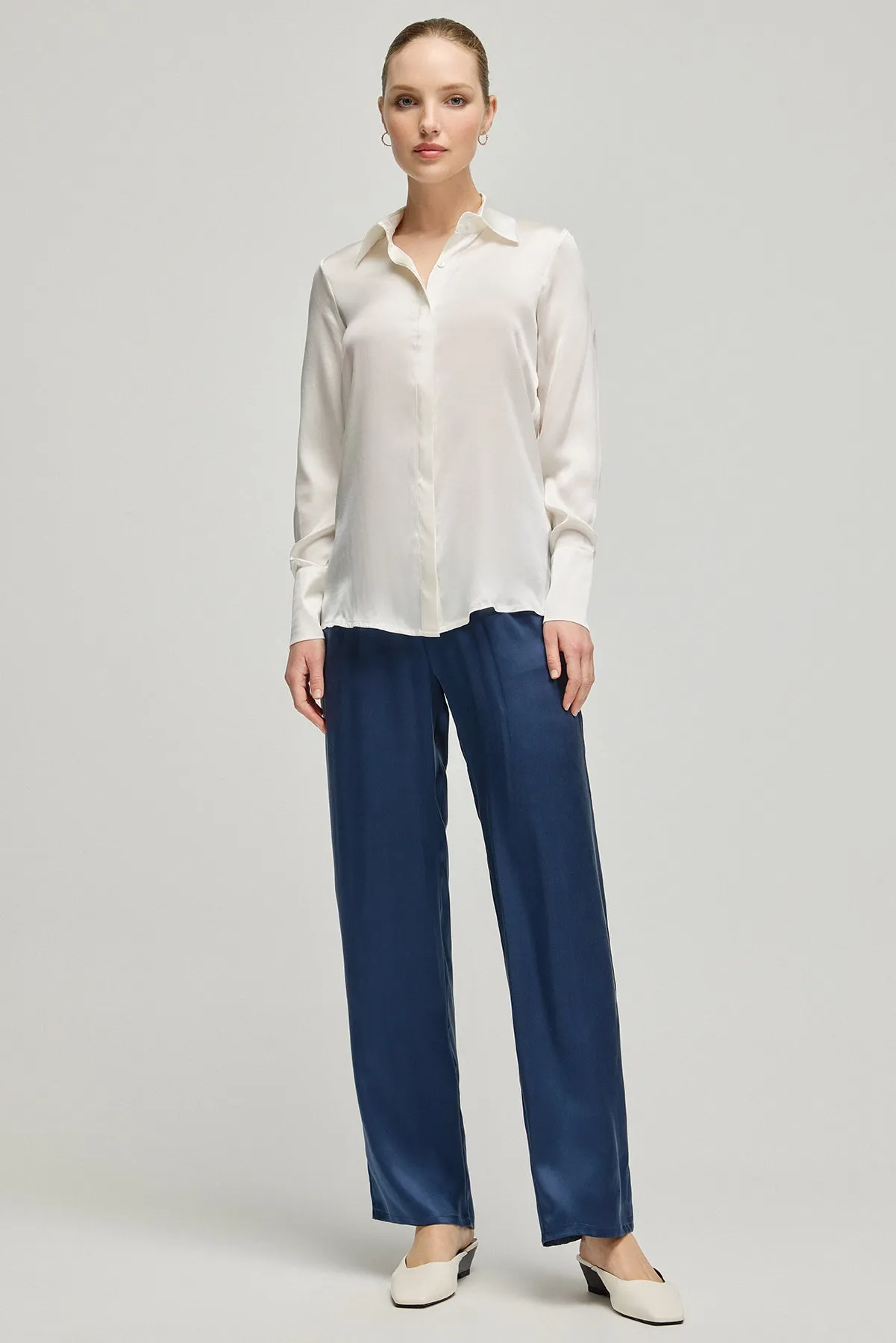White Audrey Pure Silk  Shirt
