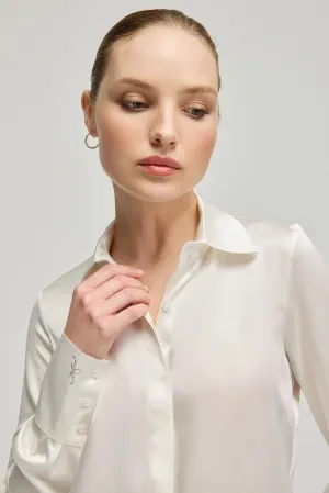 White Audrey Pure Silk  Shirt
