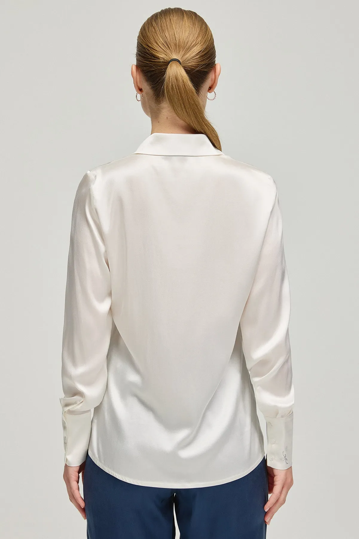 White Audrey Pure Silk  Shirt