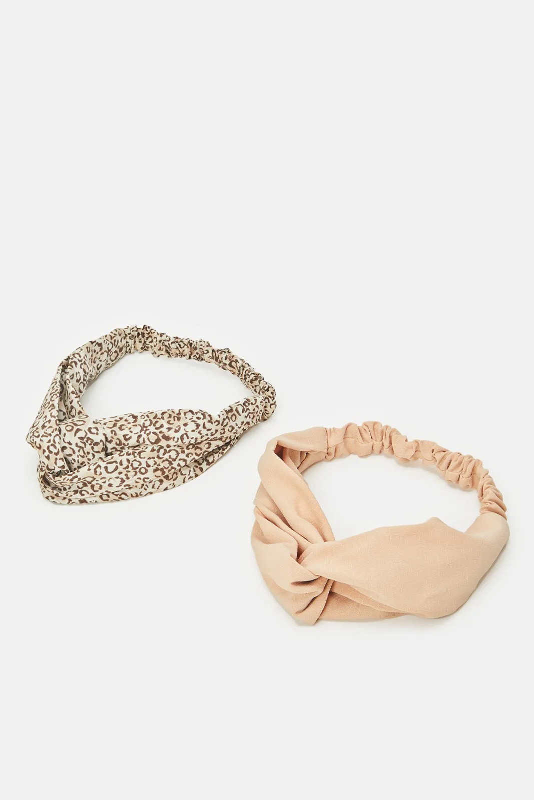 Women Assorted Printed And Solid Hair Wrap Set (2 Piece)