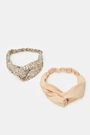 Women Assorted Printed And Solid Hair Wrap Set (2 Piece)