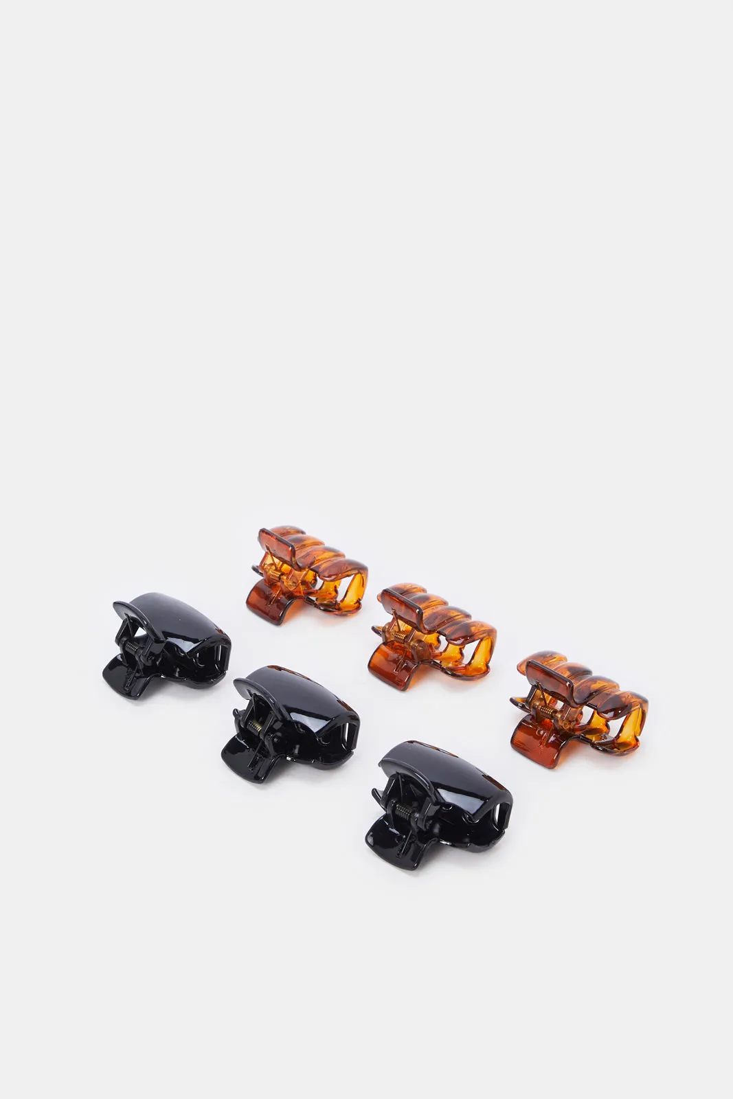 Women Black And Brown Solid Hair Claw Set (6 Piece)