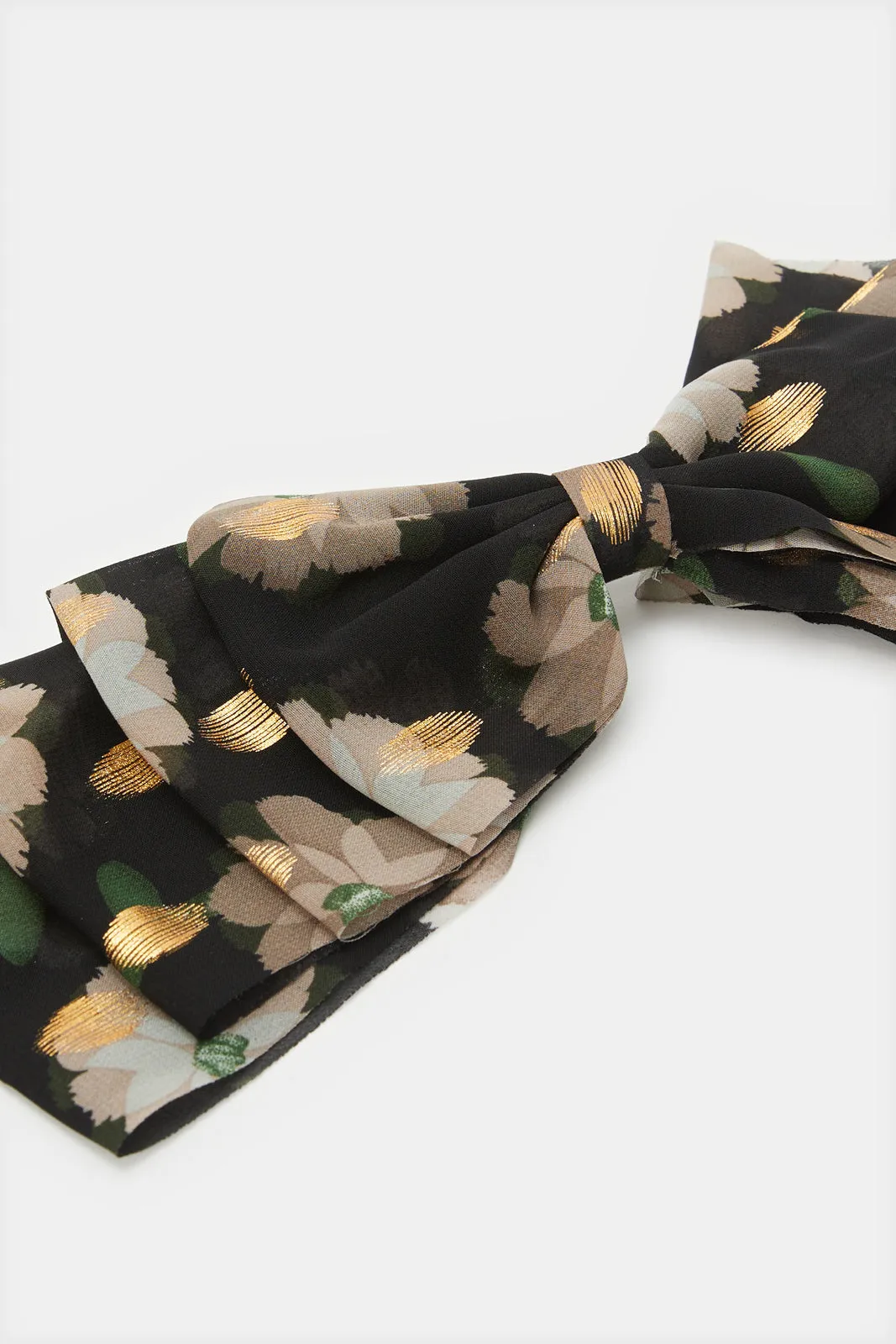 Women Black Embellished Bow Hair Clip