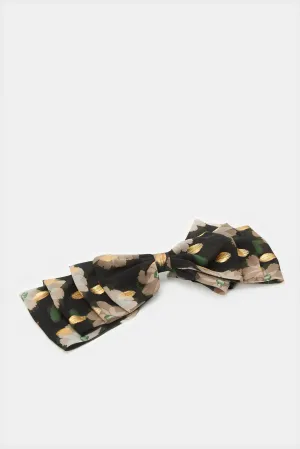 Women Black Embellished Bow Hair Clip