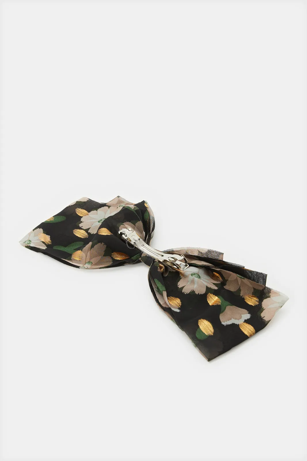 Women Black Embellished Bow Hair Clip