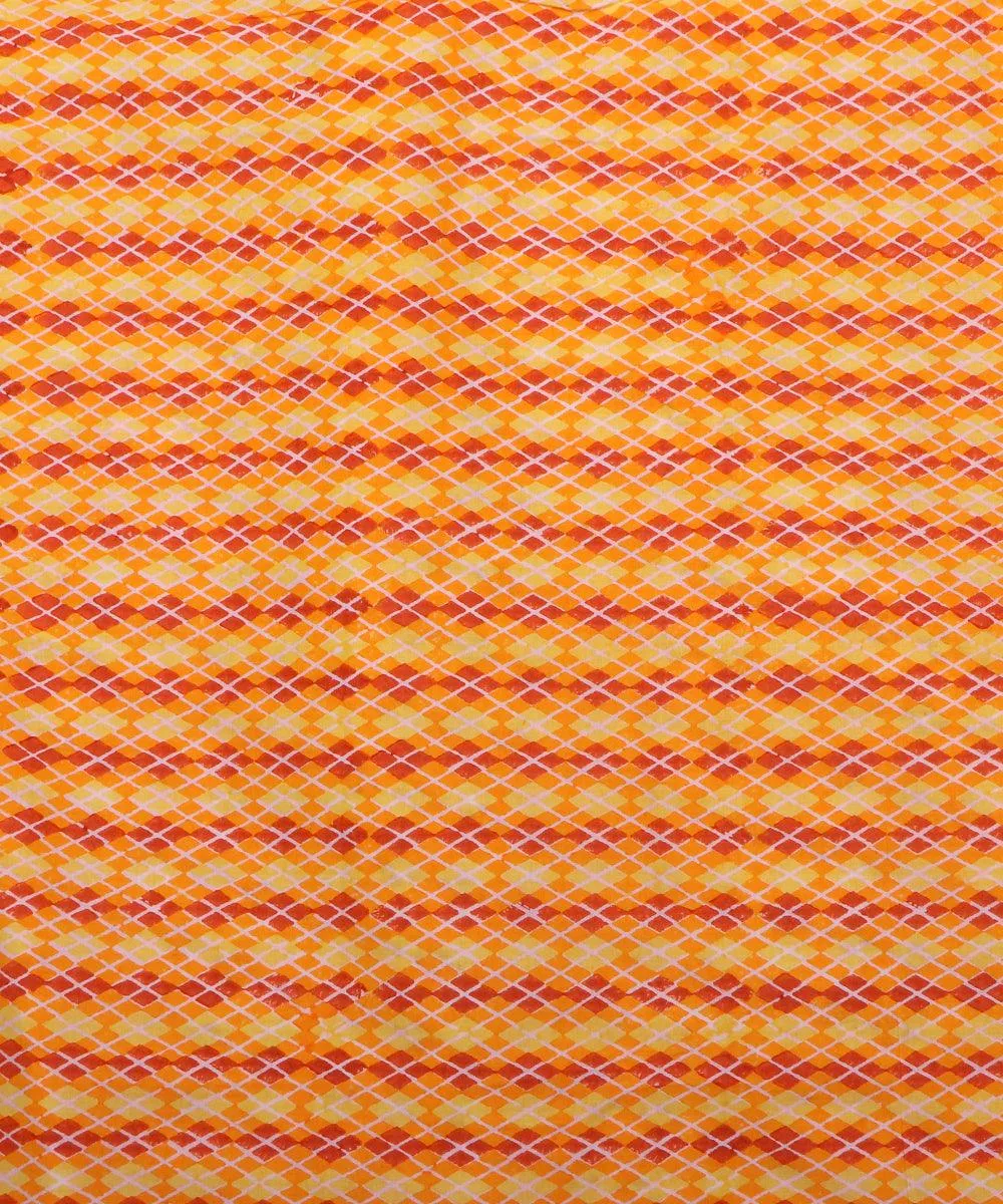 Yellow Colour Geometric Print Cotton Fabric